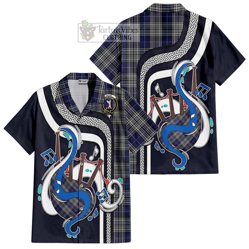 Napier Tartan Short Sleeve Button Shirt with Epic Bagpipe Style Kid - Tartanvibesclothing Shop