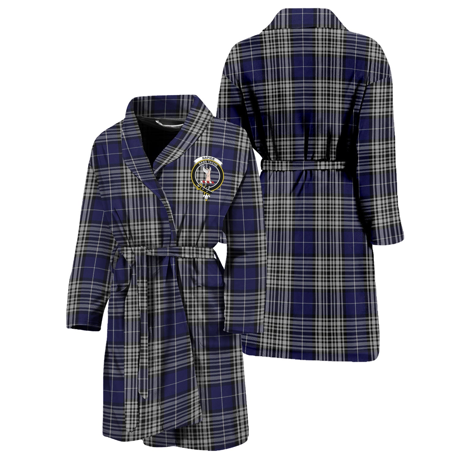 Napier Tartan Bathrobe with Family Crest Unisex S - Tartan Vibes Clothing