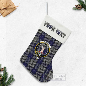 Napier Tartan Family Crest Christmas Stocking with Personalized Text