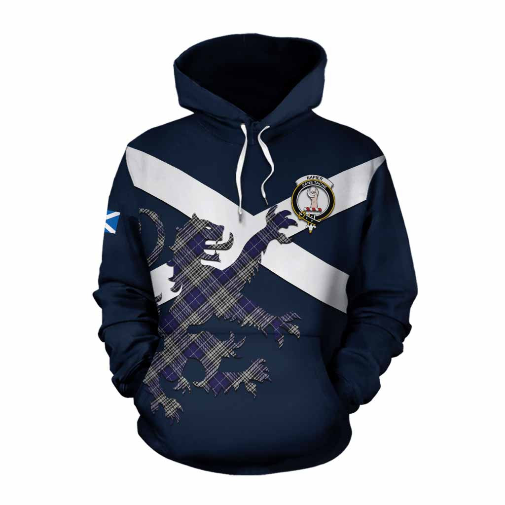 Tartan Vibes Clothing Napier Tartan Lion Rampant Cotton Hoodie Proudly Display Your Heritage with Alba Gu Brath and Clan Name