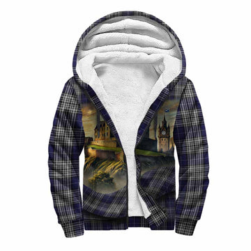 Napier Tartan Family Crest Sherpa Hoodie with Scottish Ancient Castle Style Unisex S - Tartan Vibes Clothing