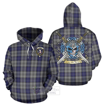 Napier Tartan Hoodie with Family Crest Celtic Skull Style