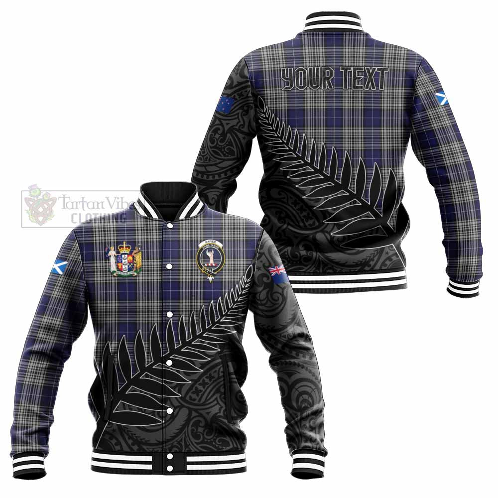 Tartan Vibes Clothing Napier Crest Tartan Baseball Jacket with New Zealand Silver Fern Half Style