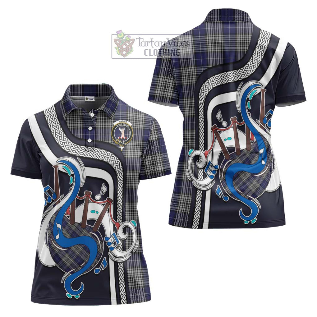 Napier Tartan Women's Polo Shirt with Epic Bagpipe Style Women - Tartanvibesclothing Shop