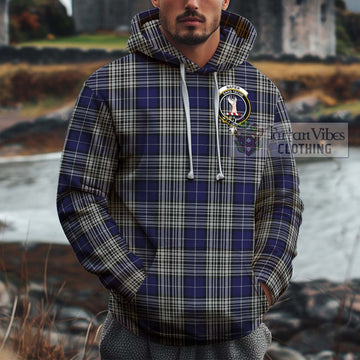 Napier Tartan Cotton Hoodie with Family Crest