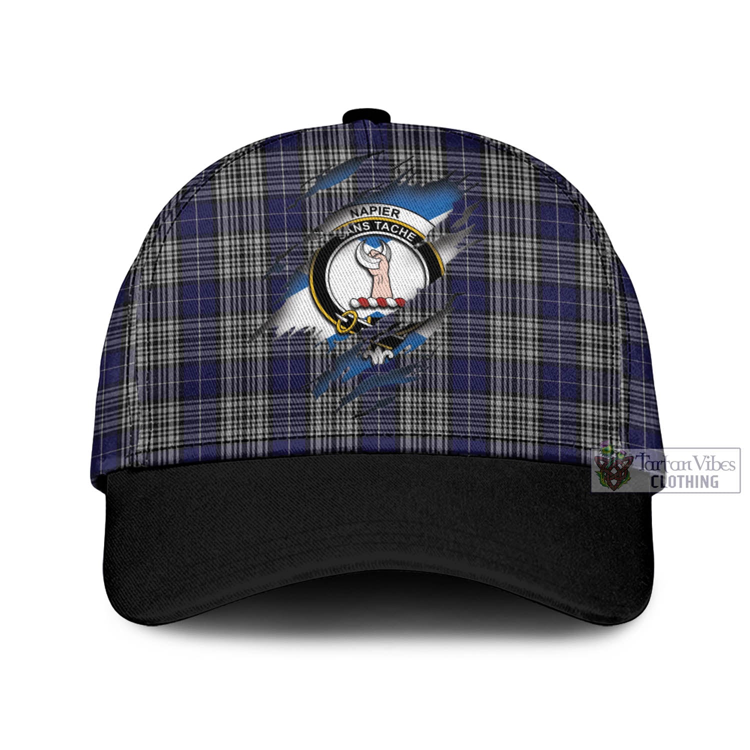 Tartan Vibes Clothing Napier Tartan Classic Cap with Family Crest In Me Style