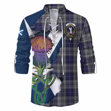 Napier Tartan Family Crest Ghillie Kilt Shirt Scottish Thistle Celtic Inspired Men - Tartan Vibes Clothing