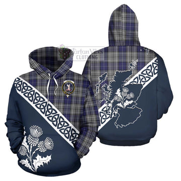 Napier Tartan Hoodie Featuring Thistle and Scotland Map