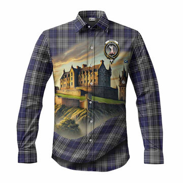 Napier Tartan Family Crest Long Sleeve Button Shirt with Scottish Ancient Castle Style Men's Shirt S - Tartan Vibes Clothing