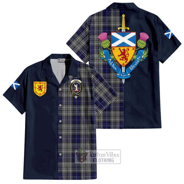 Napier Tartan Short Sleeve Button Shirt Alba with Scottish Lion Royal Arm Half Style