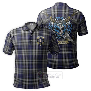 Napier Tartan Polo Shirt with Family Crest Celtic Skull Style