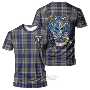 Napier Tartan T-Shirt with Family Crest Celtic Skull Style