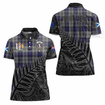 Napier Crest Tartan Women's Polo Shirt with New Zealand Silver Fern Half Style