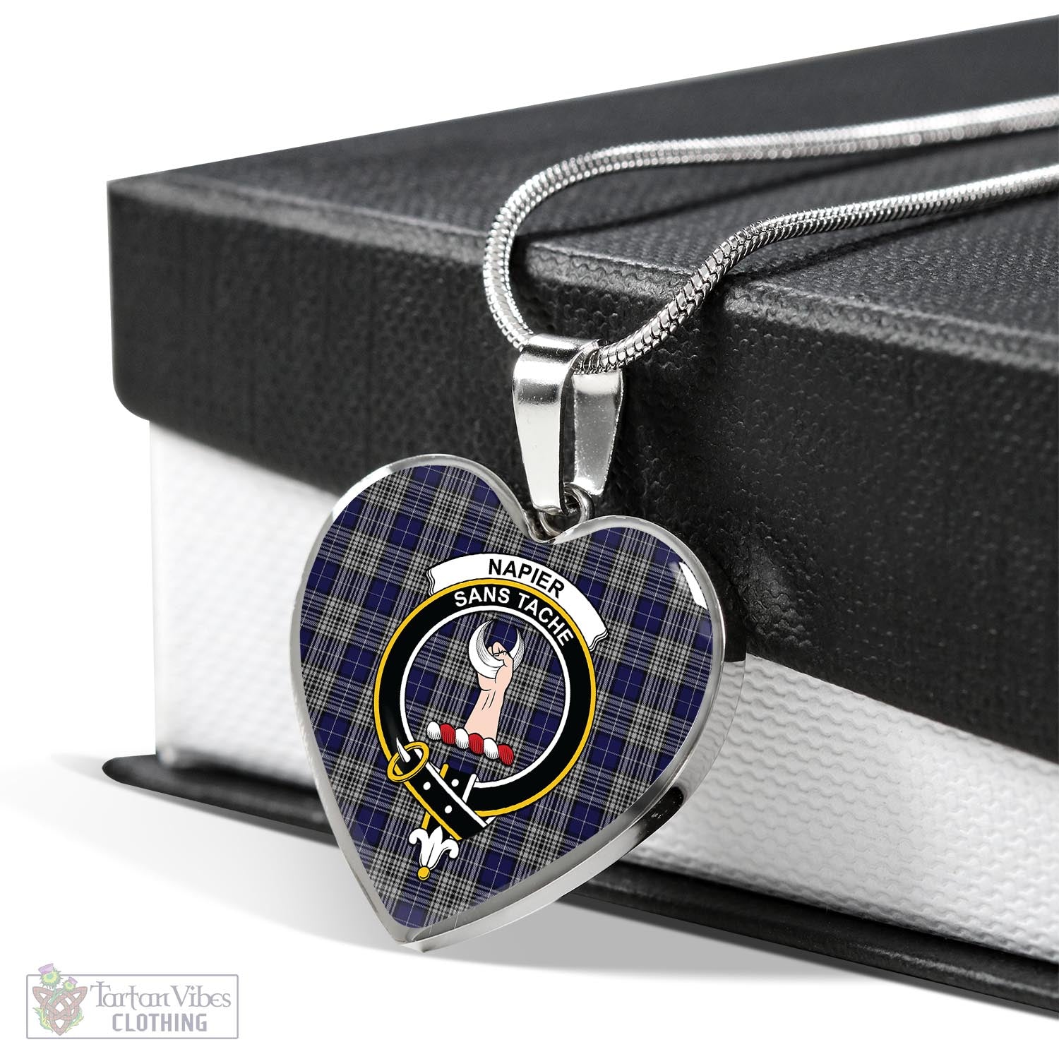 Tartan Vibes Clothing Napier Tartan Heart Necklace with Family Crest