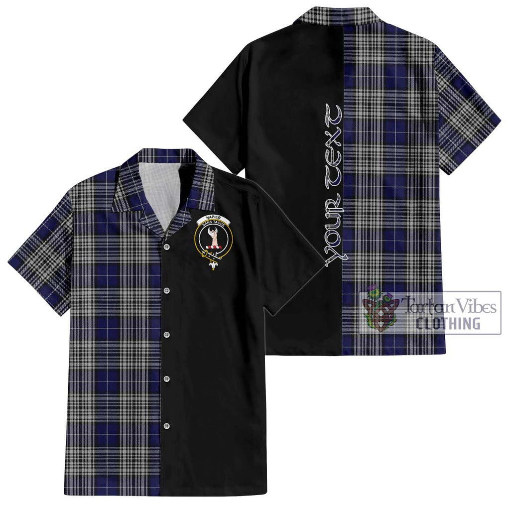 Napier Tartan Short Sleeve Button Shirt with Family Crest and Half Of Me Style Kid - Tartanvibesclothing Shop