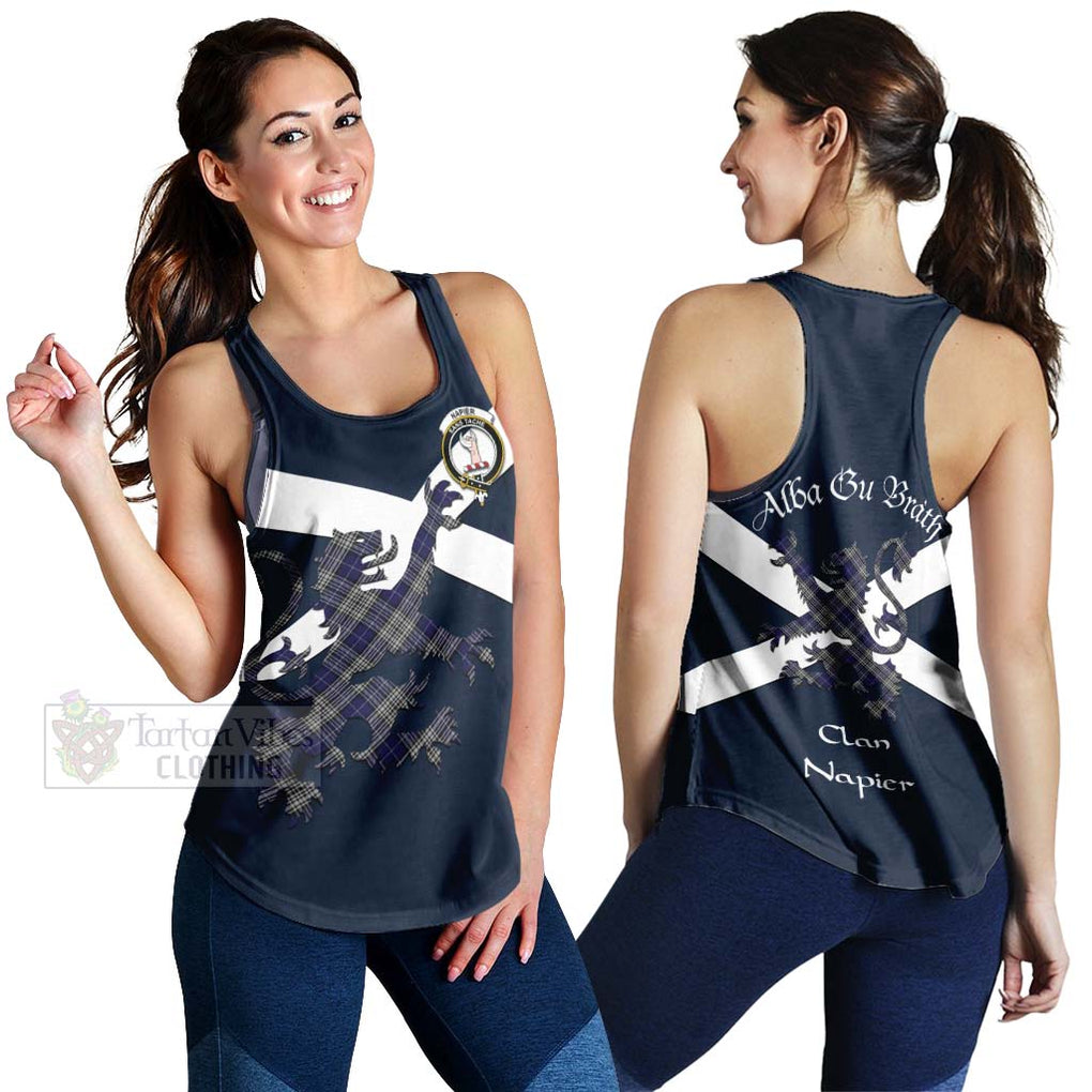 Tartan Vibes Clothing Napier Tartan Lion Rampant Women's Racerback Tanks – Proudly Display Your Heritage with Alba Gu Brath and Clan Name