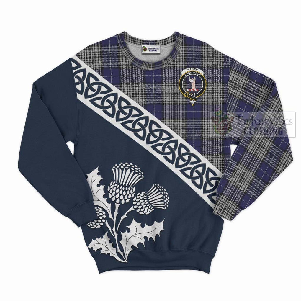 Tartan Vibes Clothing Napier Tartan Sweatshirt Featuring Thistle and Scotland Map