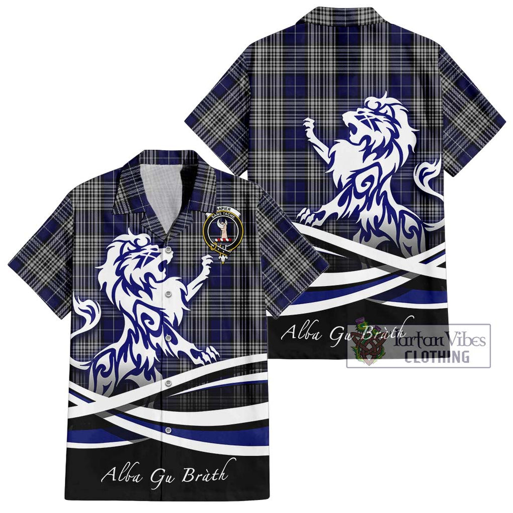 Napier Tartan Short Sleeve Button Shirt with Alba Gu Brath Regal Lion Emblem Kid - Tartanvibesclothing Shop