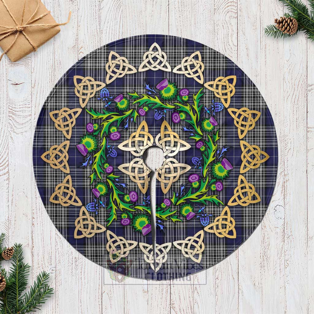 Tartan Vibes Clothing Napier Tartan Christmas Tree Skirt with Thistle Celtic Knot Style