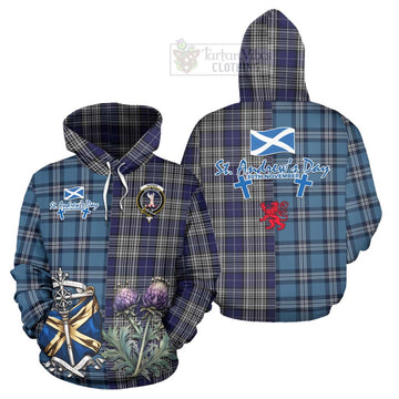 Napier Tartan Hoodie Happy St. Andrew's Day Half Tartan Style