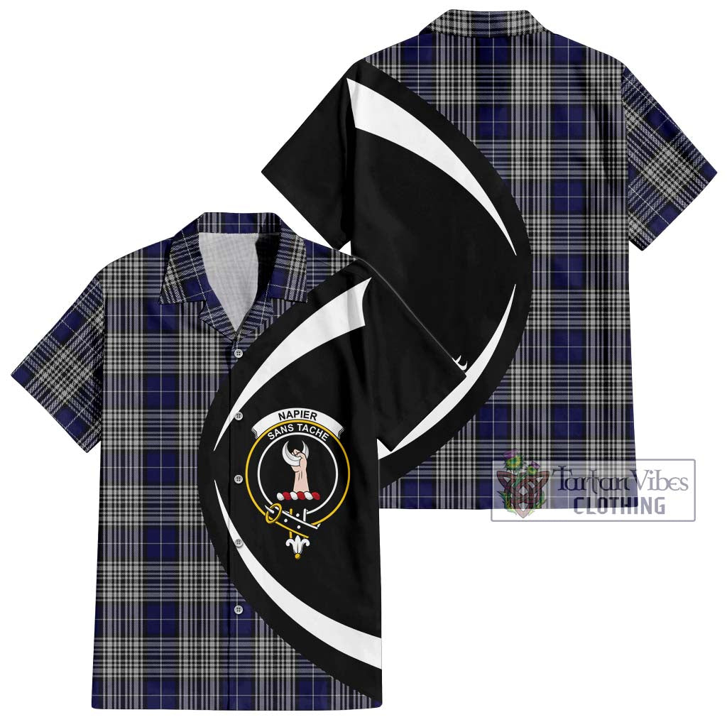 Napier Tartan Short Sleeve Button Up with Family Crest Circle Style Kid - Tartan Vibes Clothing