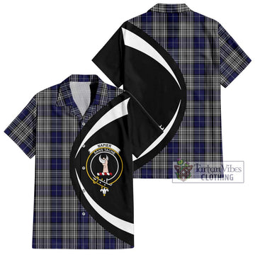 Napier Tartan Short Sleeve Button Up with Family Crest Circle Style