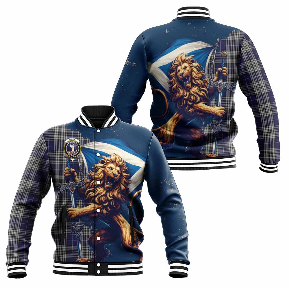 Tartan Vibes Clothing Napier Tartan Family Crest Baseball Jacket with Scottish Majestic Lion