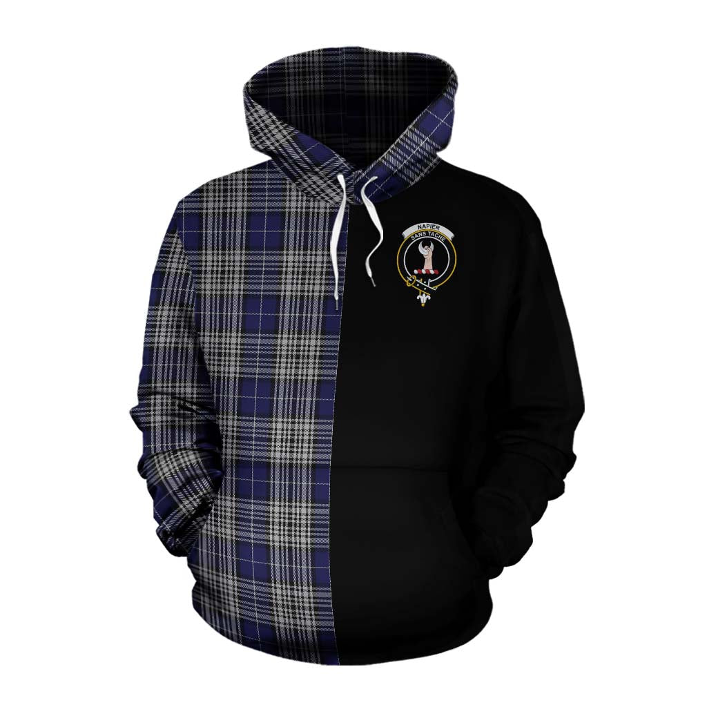 Tartan Vibes Clothing Napier Tartan Cotton Hoodie with Family Crest and Half Of Me Style