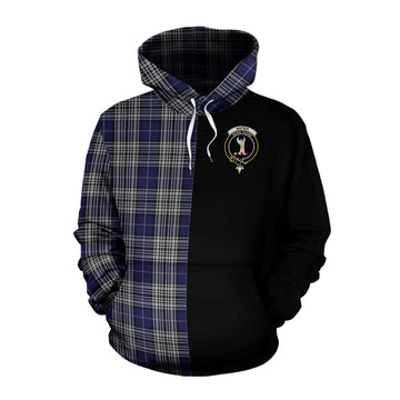 Napier Tartan Cotton Hoodie with Family Crest and Half Of Me Style