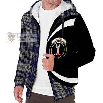 Napier Tartan Sherpa Hoodie with Family Crest Circle Style