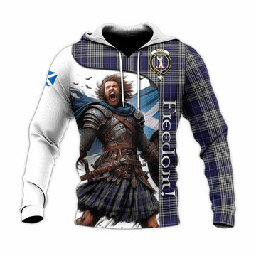 Napier Crest Tartan Knitted Hoodie Inspired by the Freedom of Scottish Warrior