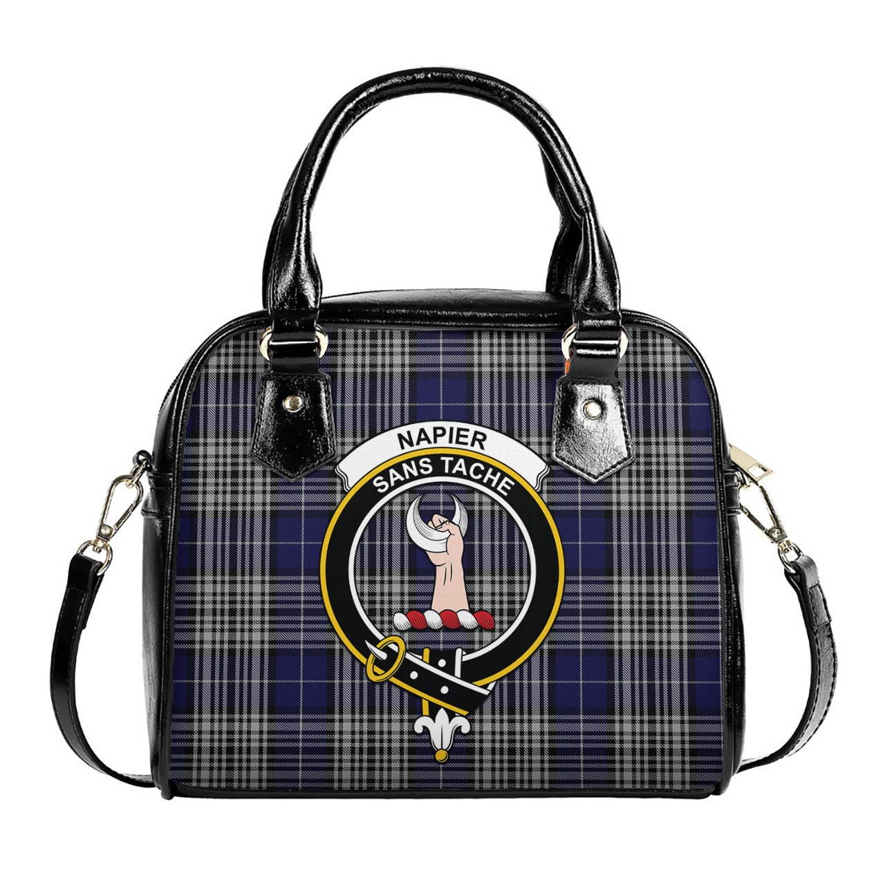 Napier Tartan Shoulder Handbags with Family Crest One Size 6*25*22 cm - Tartanvibesclothing