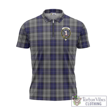 Napier Tartan Zipper Polo Shirt with Family Crest