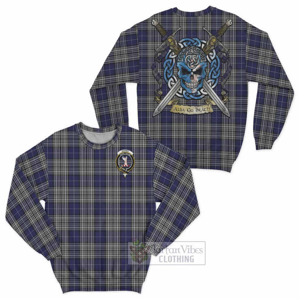 Tartan Vibes Clothing Napier Tartan Sweatshirt with Family Crest Celtic Skull Style