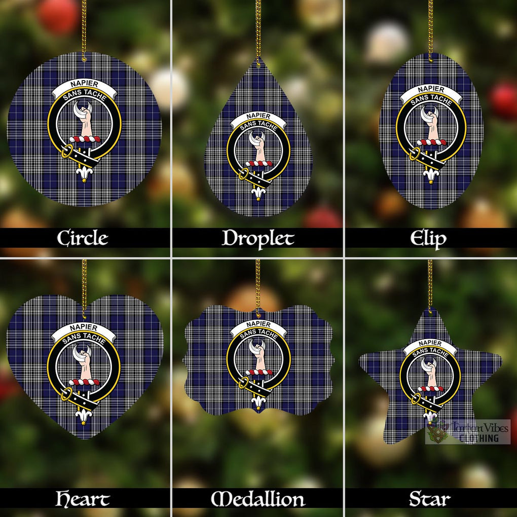 Tartan Vibes Clothing Napier Tartan Christmas Aluminium Ornament with Family Crest