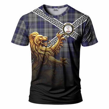 Napier Crest Tartan T-Shirt with Golden Lion Emblem Celtic Style Kid's Shirt - Tartan Vibes Clothing