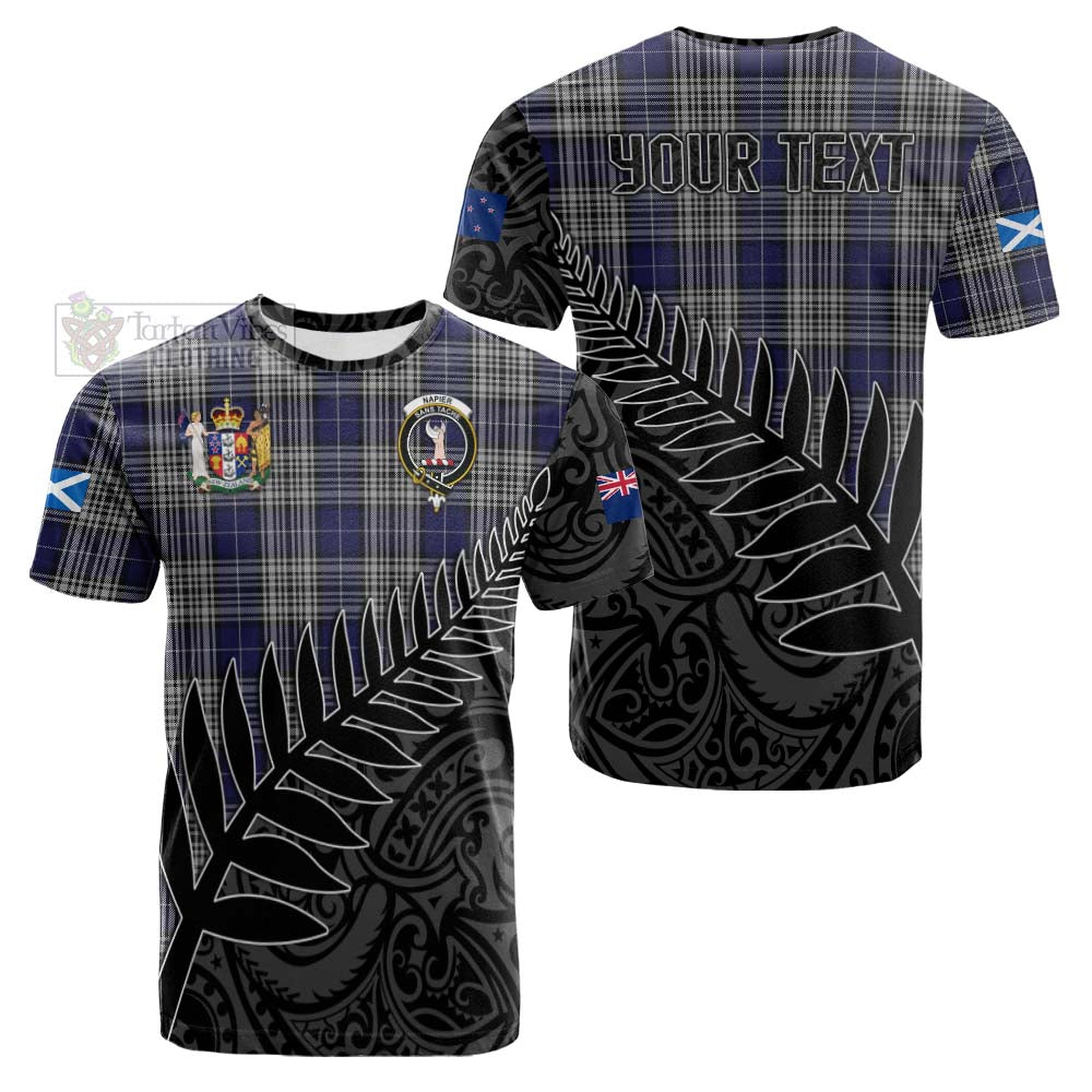 Tartan Vibes Clothing Napier Crest Tartan Cotton T-shirt with New Zealand Silver Fern Half Style