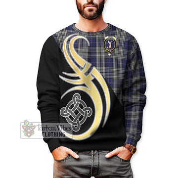 Napier Tartan Sweatshirt with Family Crest and Celtic Symbol Style