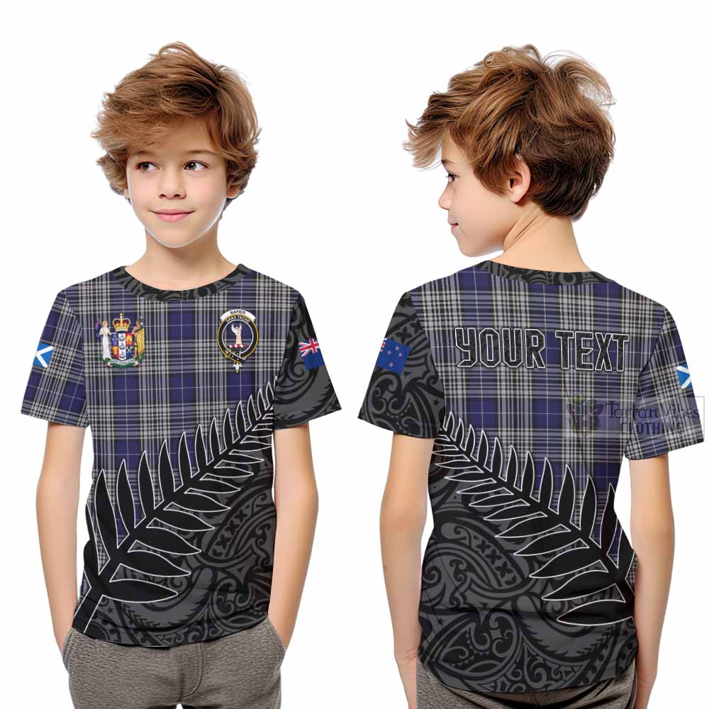 Tartan Vibes Clothing Napier Crest Tartan Kid T-Shirt with New Zealand Silver Fern Half Style