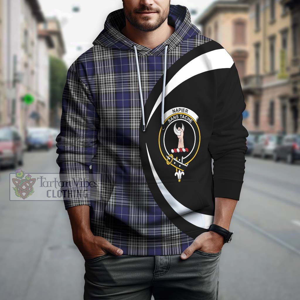 Napier Tartan Hoodie with Family Crest Circle Style Zip Hoodie - Tartan Vibes Clothing