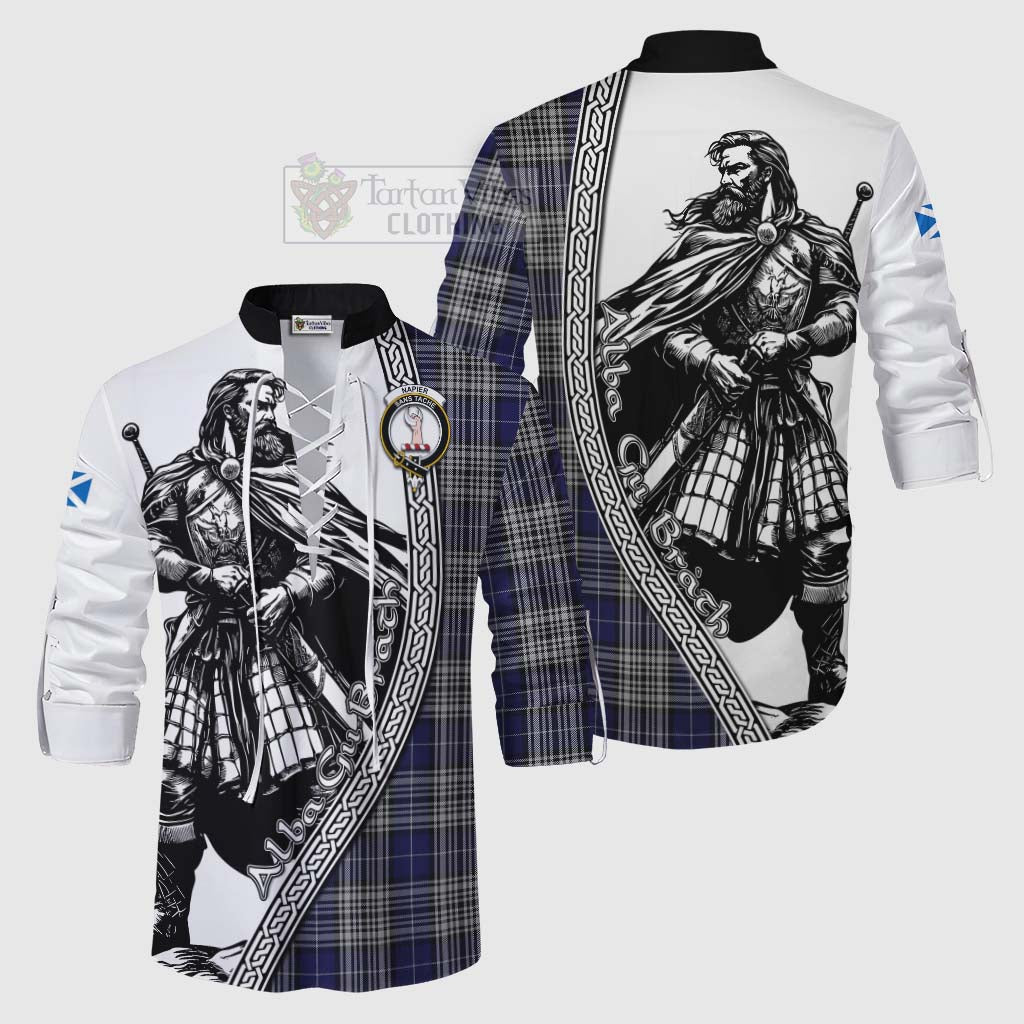 Tartan Vibes Clothing Napier Tartan Clan Crest Ghillie Kilt Shirt with Highlander Warrior Celtic Style