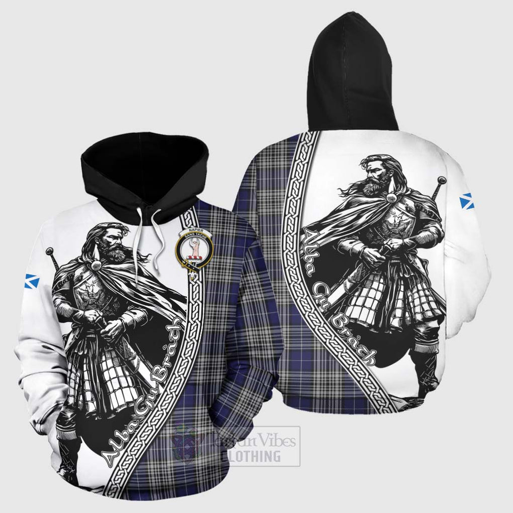 Tartan Vibes Clothing Napier Tartan Clan Crest Hoodie with Highlander Warrior Celtic Style