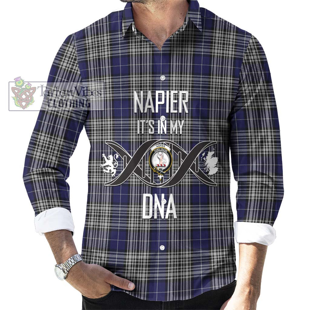 Napier Tartan Long Sleeve Button Shirt with Family Crest DNA In Me Style Men's Shirt S - Tartanvibesclothing Shop