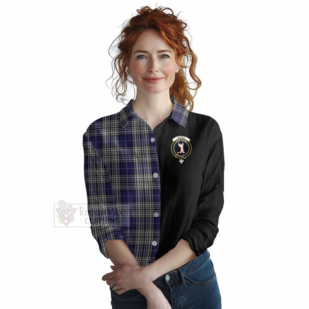 Tartan Vibes Clothing Napier Tartan Women's Casual Shirt with Family Crest and Half Of Me Style