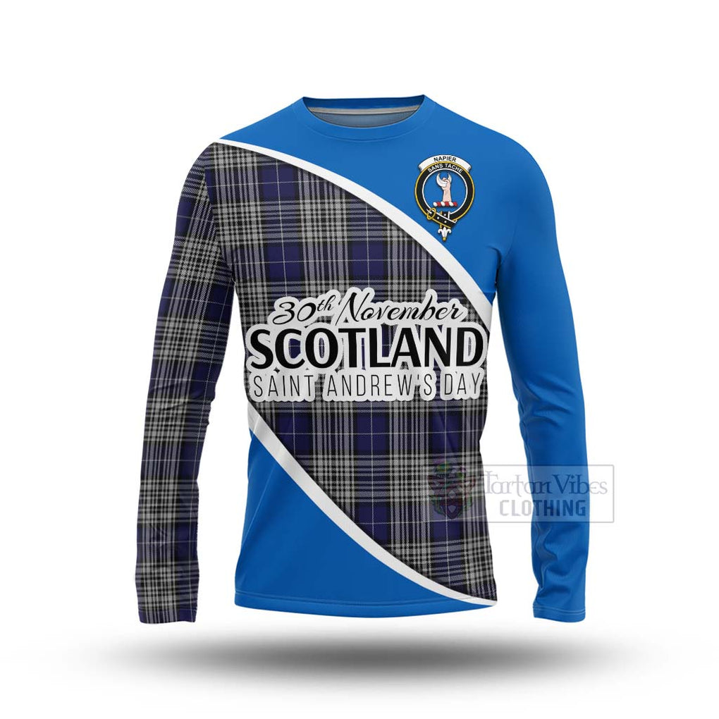 Tartan Vibes Clothing Napier Family Crest Tartan Long Sleeve T-Shirt Celebrate Saint Andrew's Day in Style