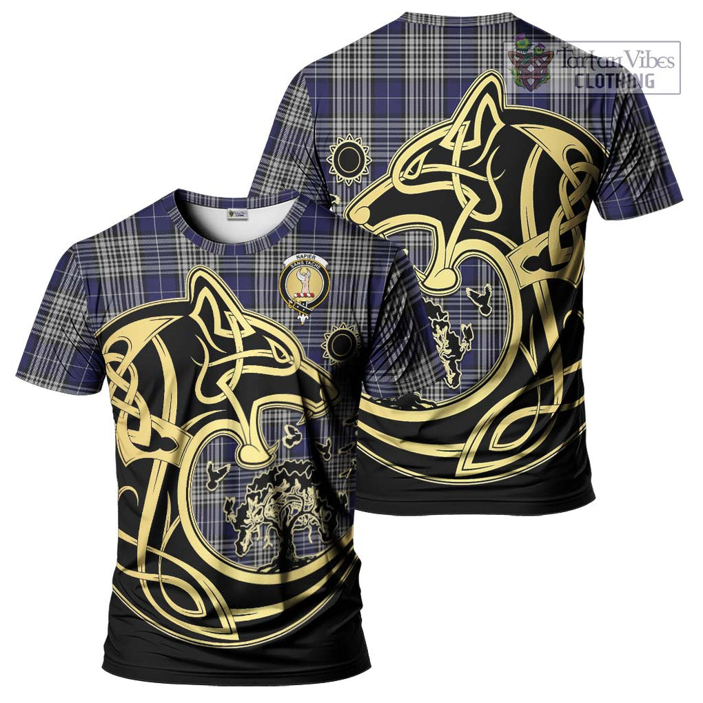 Napier Tartan T-Shirt with Family Crest Celtic Wolf Style Kid's Shirt - Tartan Vibes Clothing