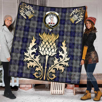 Napier Tartan Quilt with Family Crest and Golden Thistle Style