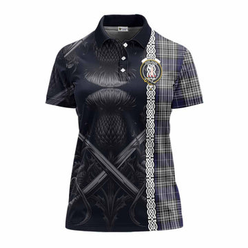 Napier Tartan Women's Polo Shirt with Family Crest Cross Sword Thistle Celtic Vibes