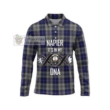 Napier Tartan Long Sleeve Polo Shirt with Family Crest DNA In Me Style