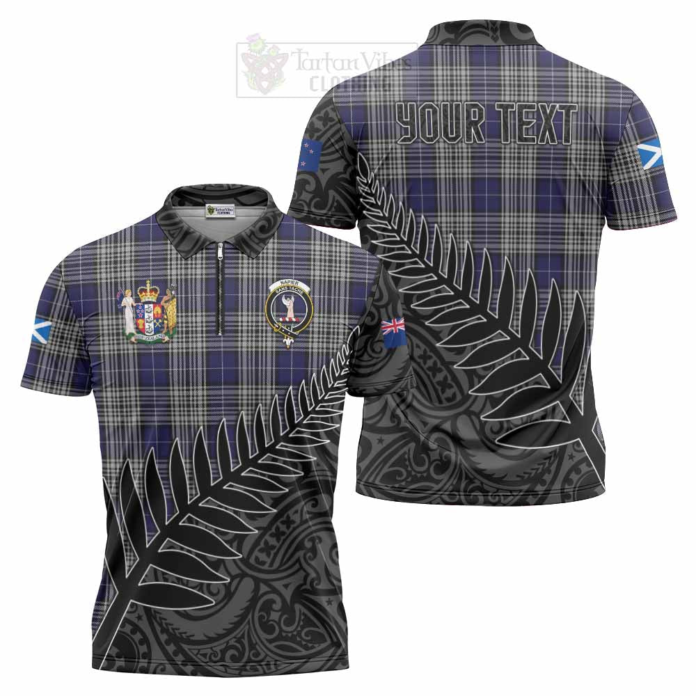 Tartan Vibes Clothing Napier Crest Tartan Zipper Polo Shirt with New Zealand Silver Fern Half Style